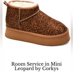 Corkys Hey Girl mini leopard room service platform bootie 9
